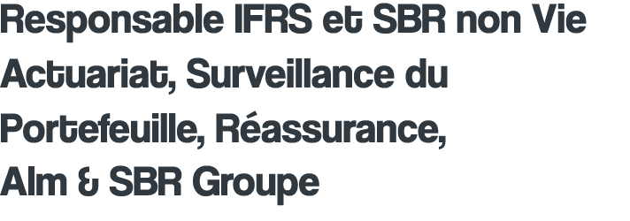 Responsable IFRS et SBR non Vie Actuariat, Surveillance du Portefeuille, R assurance, Alm & SBR Groupe